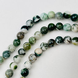 Бусины для украшений из Агата мохового (60 бусин) 37 см