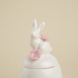 Банка для сыпучих SL Home «Лесные кролики», 220 мл, 7.5×16 см, фарфор, белая