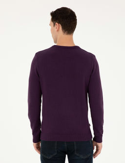 Mor Slim Fit Bisiklet Yaka Basic Triko Kazak - Pierre cardin фото 5