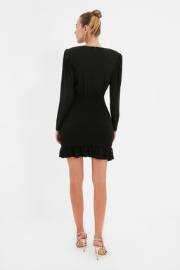 Siyah Vucuda Oturan Astarl? Volanl? Orme K?sa S?k Abiye Gece Mezuniyet Elbisesi TPRAW22EL1909 - Trendyolmilla фото 5