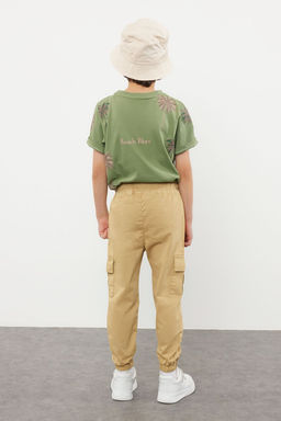 Erkek Cocuk Ac?k Camel Cepli Beli Lastikli Esnek Jogger Dokuma Pantolon TKDSS24PL00003 - Trendyolmilla фото 2