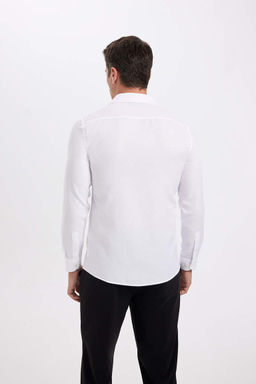 Рубашка из поплина с длинными рукавами и воротником-поло Slim Fit - Defacto фото 6