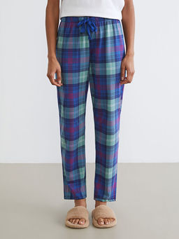 Beli Lastikli Ekose Kad?n Pijama Alt?