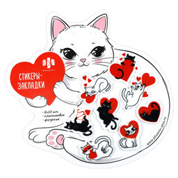 Стикеры-закладки пластиковые, 25х30 мм, 160 шт., арт. 71620 / 48 КОШАЧЬЯ ЛЮБОВЬ (материал: пластик ц
