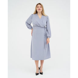 Платье женское миди MIST plus-size, серо-голубое, размер 56