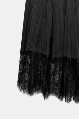 VESTIDO HALTER SATINADO ENCAJE ZW COLLECTION / Negro - Zara фото 7