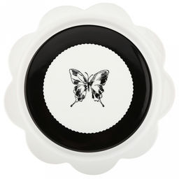 "Махаон" Тарелка мелкая фарфоровая д265мм, h27мм, волнистый край, с деколью, черный/белый, в коробке (Китай)