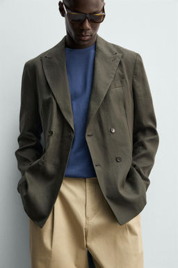 BLAZER CRUZADA 100% LINO / Khaki - Zara фото 6