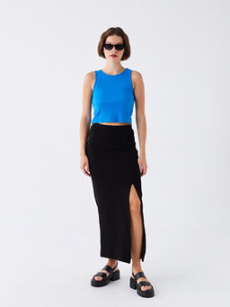 Kad?n Beli Lastikli D?z Etek