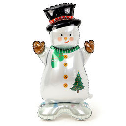 Шар воздушный фольгированный 48" «Снеговик в шляпе», на подставке