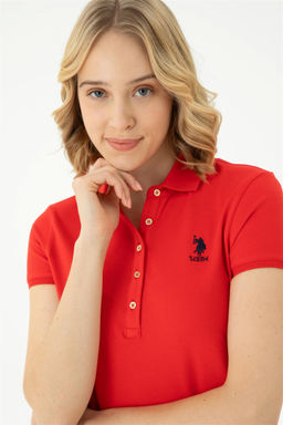 Женское красное трикотажное платье - U.s. polo assn фото 4