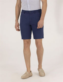 _ndigo Slim Fit Keten Kar___ml_ Bermuda _ort