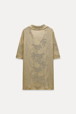 OVERSIZE JACQUARD KNIT POLO SHIRT - Zara фото 6