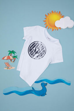 Erkek _ocuk Beyaz Basic Ti__rt Sepette S_rpriz _ndirim