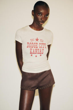RIBBED T-SHIRT WITH TEXT - Zara фото 2
