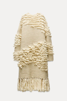 LONG FRINGED KNIT COAT - Zara фото 9
