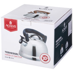 ЧАЙНИК AGNESS СО СВИСТКОМ, 3,0 Л И СКЛАДЫВАЮЩЕЙСЯ РУЧКОЙ фото 2
