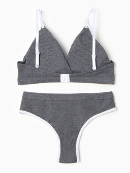 Комплект нижнего белья женский (топ, трусы) Collorista, тёмно-серый, размер 44-46