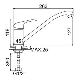 Смеситель для кухни Accoona A5160, однорычажный, силумин, хром