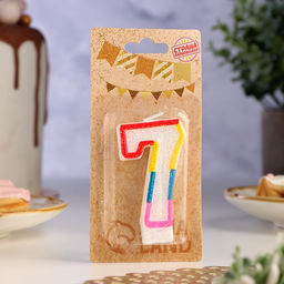 Цена за 3 шт. Свеча для торта с блестками Блестящий ободок, цифра 7 , 7 см - Страна карнавалия фото 2