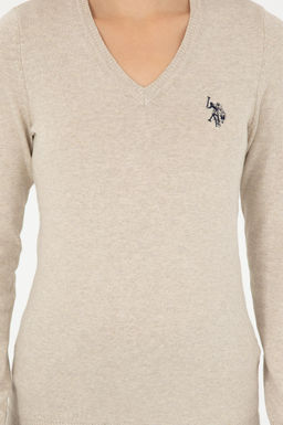 Женский базовый свитер с v-образным вырезом и каменным меланжом Неожиданная скидка в корзине - U.s. polo assn фото 6