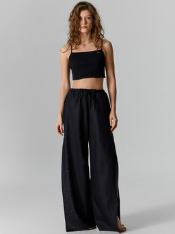 Брюки домашние женские с боковыми высокими разрезами