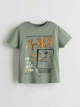 Bisiklet Yaka Bask?l? Penye Erkek Bebek Ti??rt