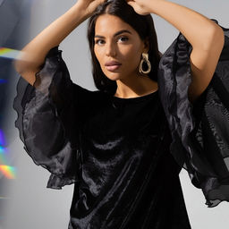 Блуза из бархата и органзы Молниеносная влюбленность (black) - Charutti фото 4