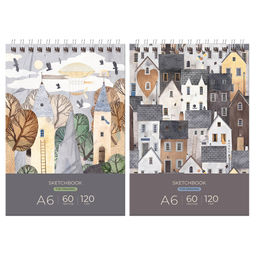 Скетчбук А6 60л. 120г/м, на гребне "Хюгге" (СА660гр_58070, BG)