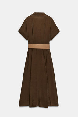 VESTIDO MIDI CINTUR?N / Marr?n - Zara фото 6
