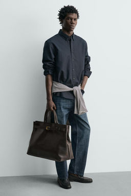 BOLSO DE MANO PIEL / Marr?n - Zara фото 9