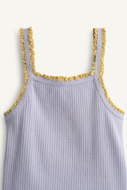 TOP TIRANTES RIB PUNTILLA CONTRASTE LIMITED EDITION / Gris azul - Zara фото 5