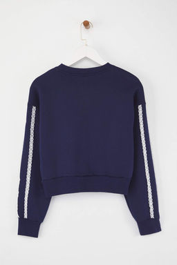 Lacivert Regular/Normal Kal?p Dantel Detayl? Orme Sweatshirt TWOAW26SW00023 - Trendyolmilla фото 7