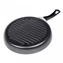 "ХИТ" Сковорода-гриль с антипригарным покрытием д26см, h4см, s1,8мм, бакелитовая ручка (Россия)