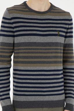 Свитер U.S. Polo Assn мужской антрацитовый меланж хлопок  фото 13