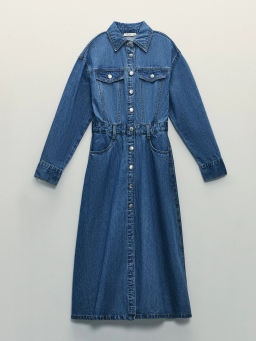 Джинсовое платье на пуговицах / Zarina  фото 11