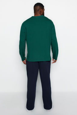 TRENDYOL MAN Yesil %100 Pamuk Regular Fit Nak?sl? Orme Buyuk Beden Pijama Tak?m? TMNAW24AI00004 - Trendyolmilla фото 8