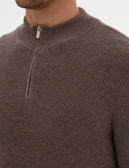 Vizon Melanj Slim Fit Dik Yaka Fermuarl_ Triko Kazak - Pierre cardin фото 7
