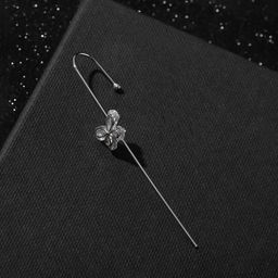 Серьга кафф «Бабочка», цвет белый в серебре