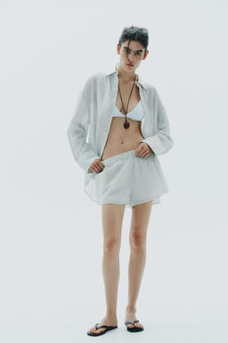 STRIPED GAUZE PYJAMA SHORTS