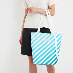 Сумка-шопер пляжная Nazamok, в полосочку, 39×32 см, голубая