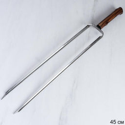 Вилка-шампур с деревянной ручкой уголок ЭКО / 2К-386 /уп /650(450х2)х12х2 - ГалеонТрейд фото 2