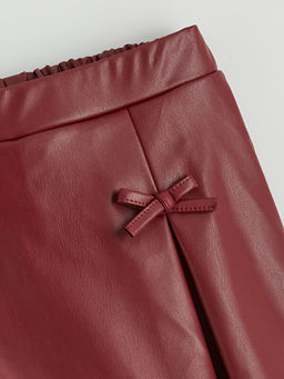 Beli Lastikli Deri G?r?n?ml? Pileli K?z ?ocuk Etek