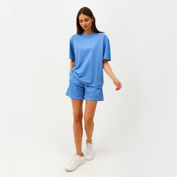 Костюм женский (футболка, шорты) MINAKU: Casual Collection, голубой, размер 50