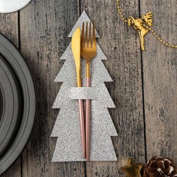 Конверт для столовых предметов Елка 11х25 см, 100% п/э, фетр