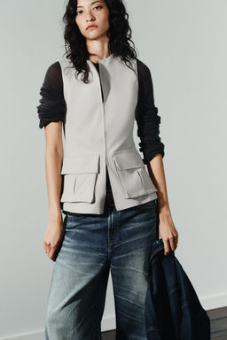 STRETCH COTTON TOP WITH POCKETS