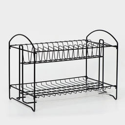 Сушилка для посуды с поддоном 2-х ярусная, разборная, 39.5×24×29.5 см, чёрная