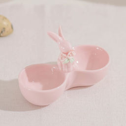 Менажница керамическая 2 ячейки Кролик, 11,5?5,5?8 см, цвет розовый - Simaland фото 3