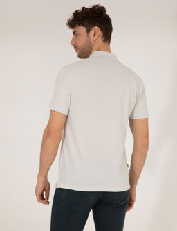 A__k Gri Slim Fit %100 Pamuk Polo Yaka Basic Ti__rt