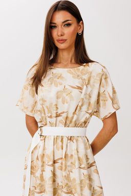 Платье Lars Style 1074/1 бежево-молочный принт